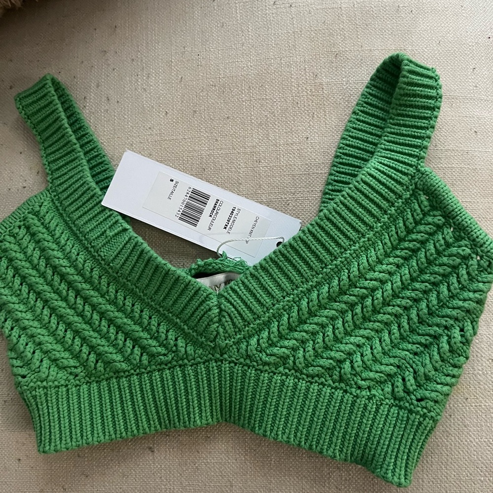 Ronny Kobo Cheyen Knit Top (Bralette) Size Small Green
